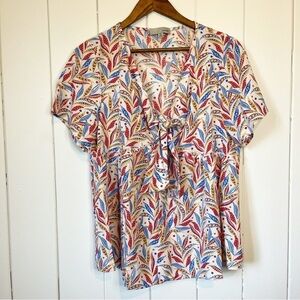 Luukse Abstract Leaf Patterned Blouse. Size XL.